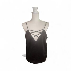 🖤 Charlotte Russe Jet Black Braided Strap Tank | Sz 1X BNWT